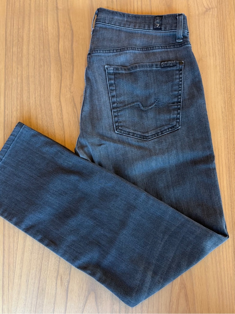7 For All Mankind The Straight Jeans Mens 32 Dark Gray Stretch Denim Pants